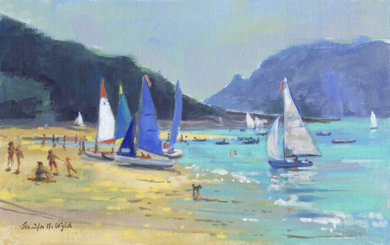 Veleros de Salcombe (óleo sobre lienzo) de Jennifer Wright