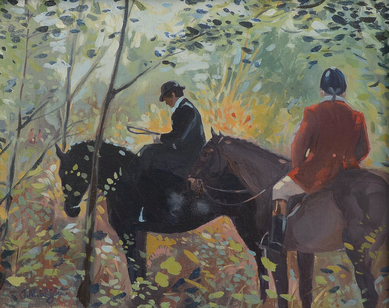 La Caza - Esperando (óleo sobre lienzo) de Jennifer Wright