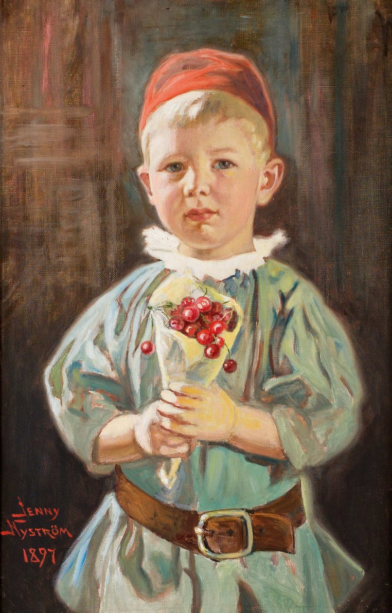 Niño con cerezas de Jenny Nystrom