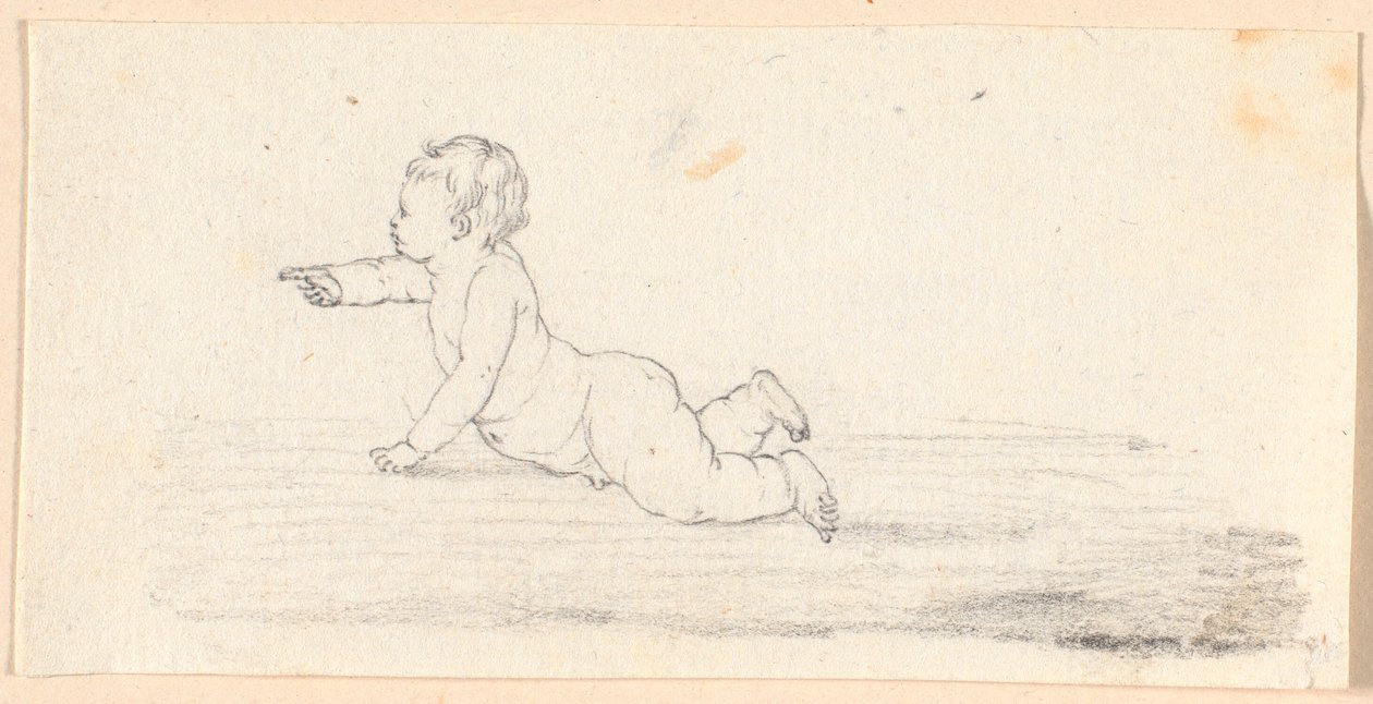 Un niño desnudo gateando de Jens Juel