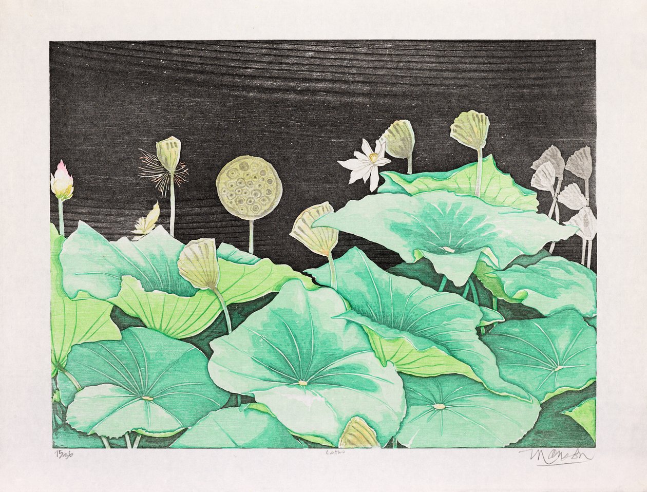 Lotus, 2016 (xilografía) de Jim Monson