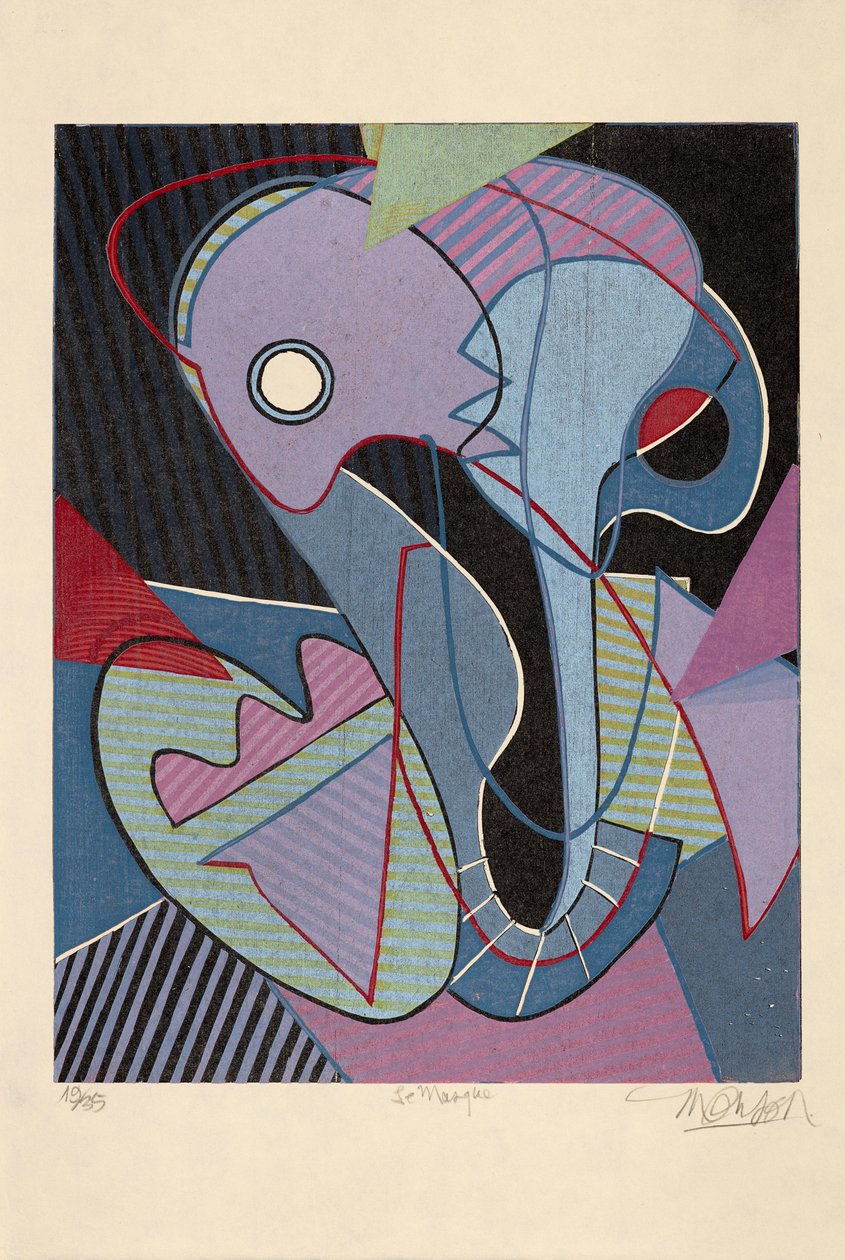 La máscara, 2019 (xilografía) de Jim Monson