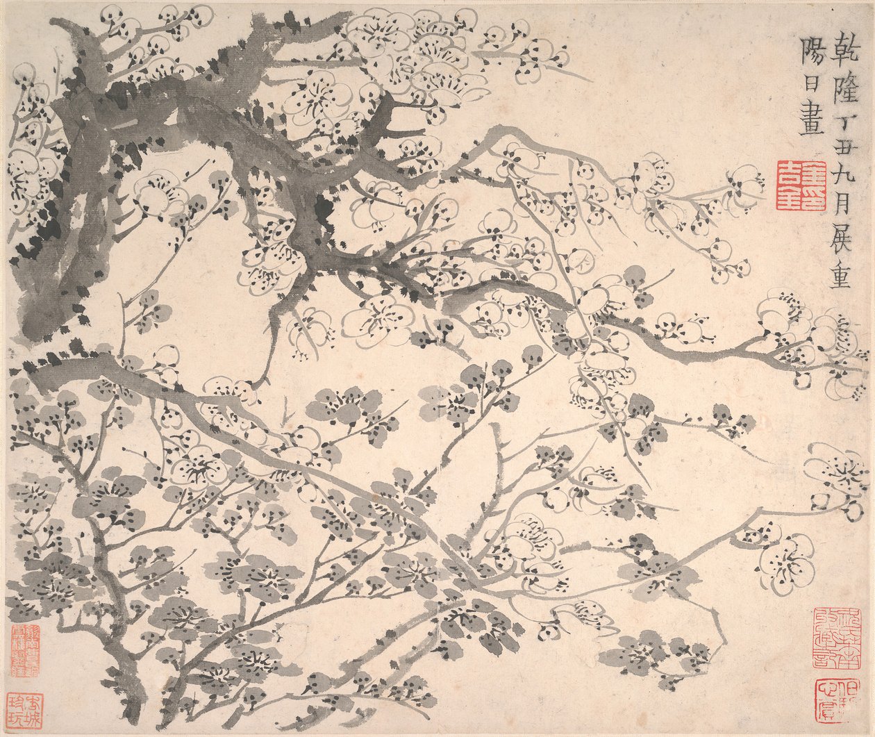 Flores de Ciruelo, fechado en 1757 de Jin Nong