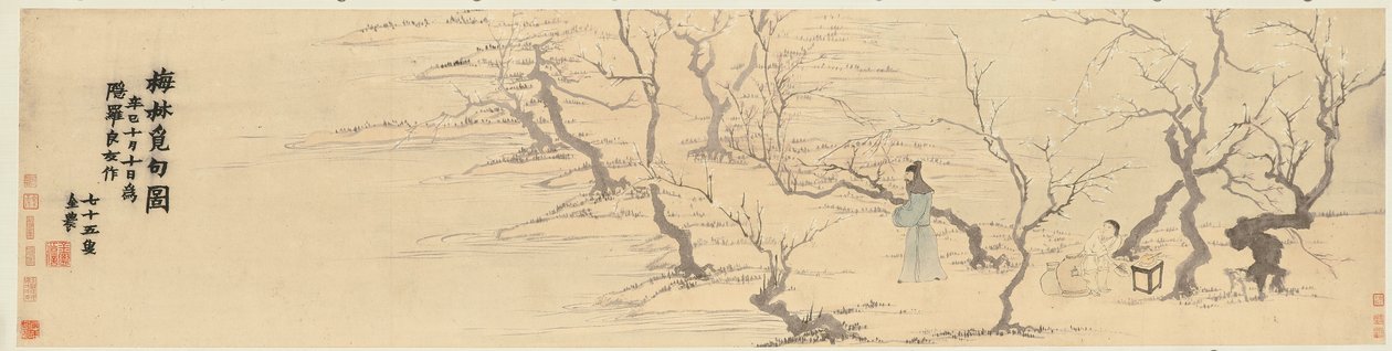 Buscando inspiración entre las flores de ciruelo, 1761 de Jin Nong