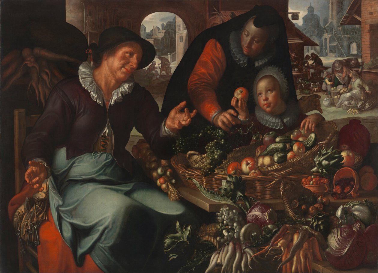 El vendedor de frutas y verduras, c. 1618 de Joachim Wtewael or Utewael