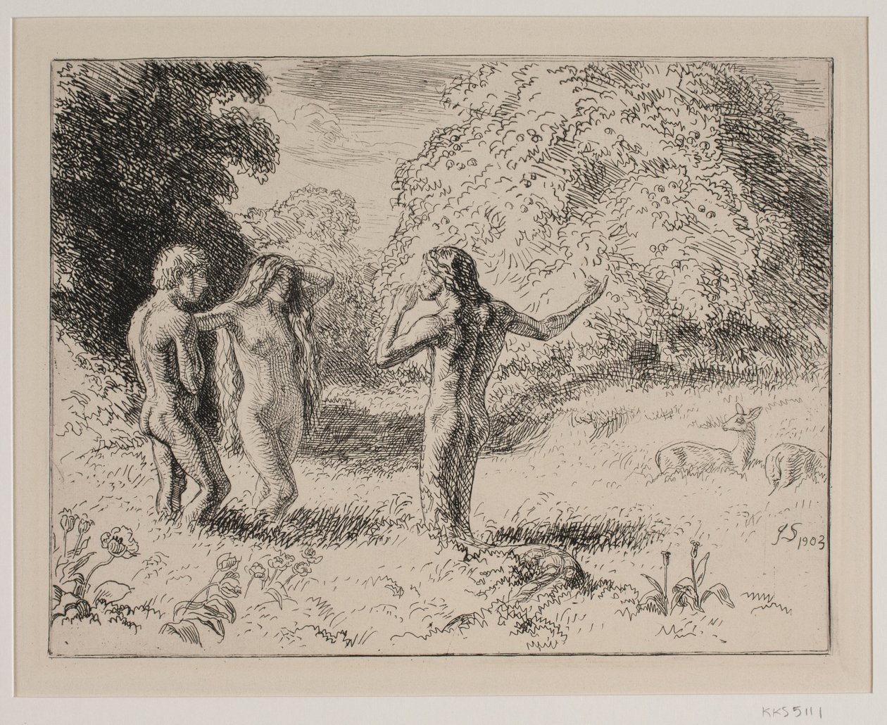 Adán y Eva tentados por la serpiente de Joakim Frederik Skovgaard