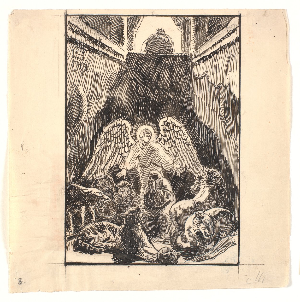 Daniel en el foso de los leones de Joakim Frederik Skovgaard