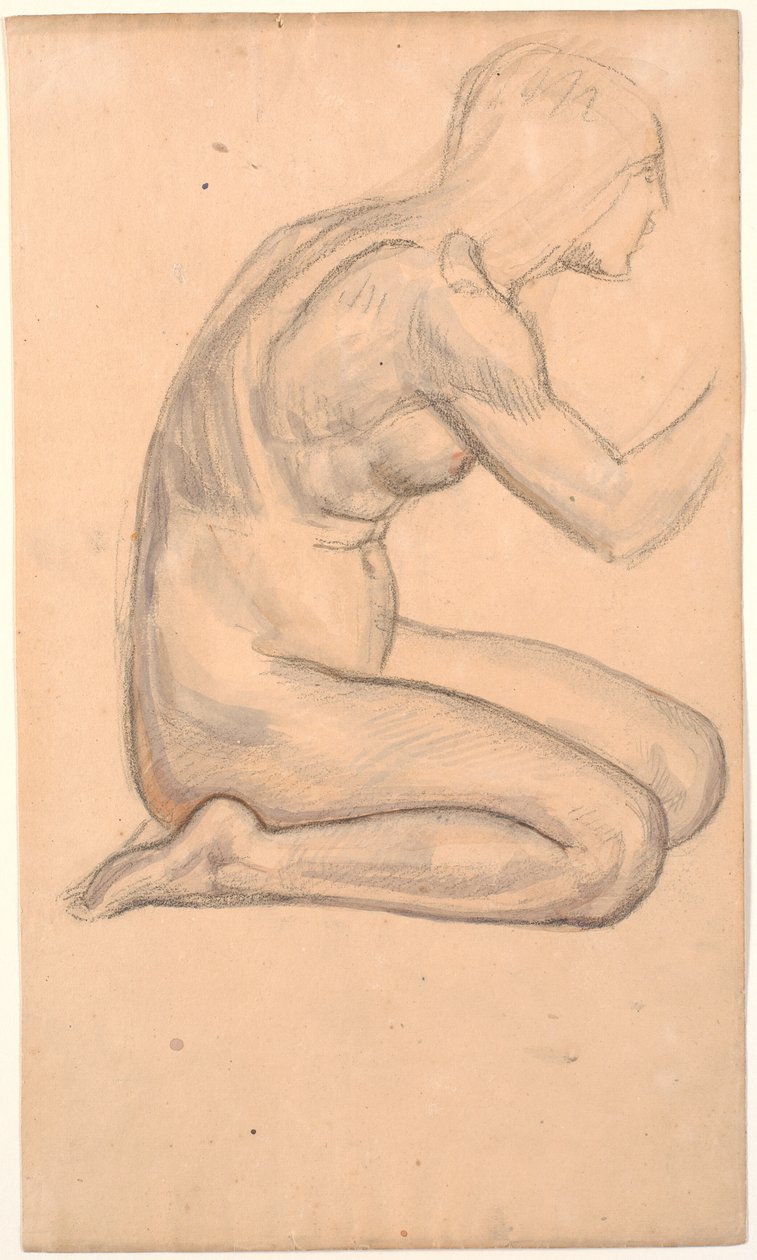 Estudio de modelo; mujer arrodillada de perfil de Joakim Frederik Skovgaard