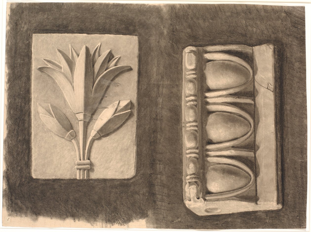 Dibujo después de yeso. Dos fragmentos ornamentales de Joakim Frederik Skovgaard