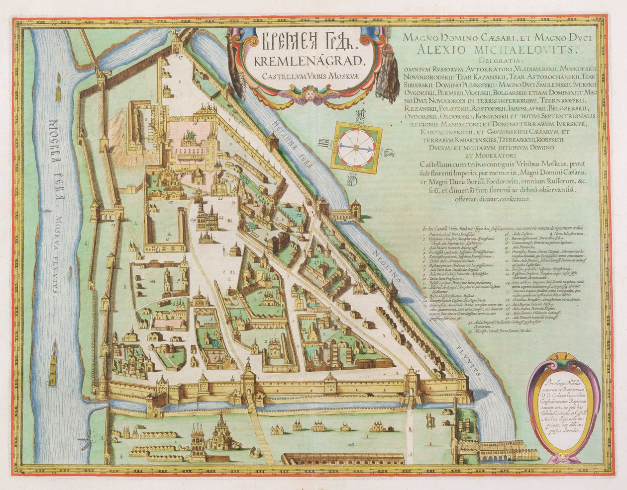 Mapa que muestra el Kremlin, Moscú, 1662 de Joan Blaeu