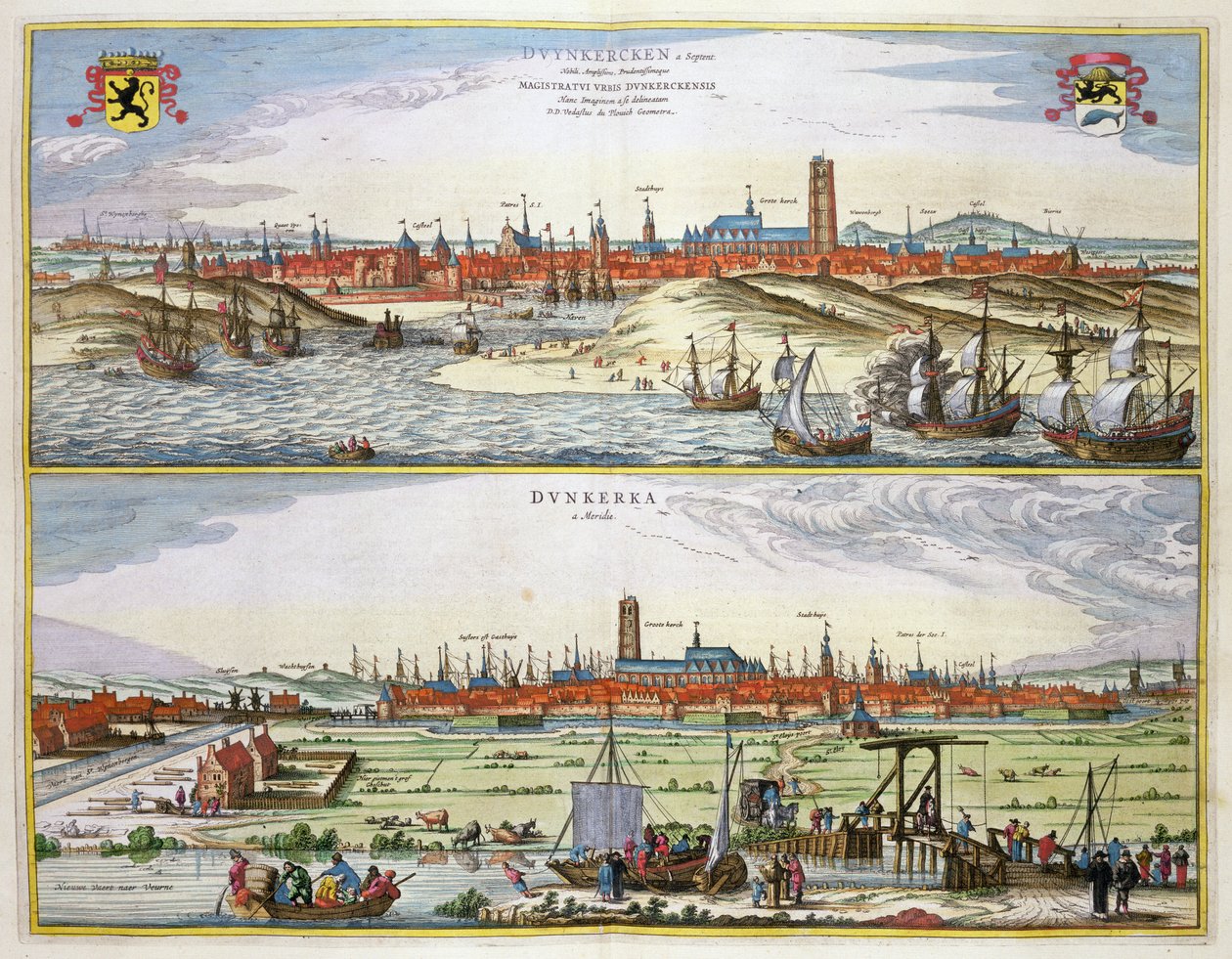 La Ciudad de Dunkerque durante la ocupación española, publicada en Ámsterdam, 1649 de Joan Blaeu