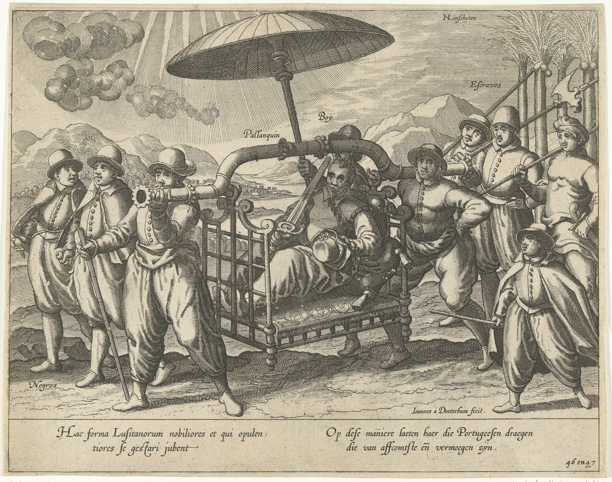 Portugués en silla de manos de Joannes van Doetechum (I)