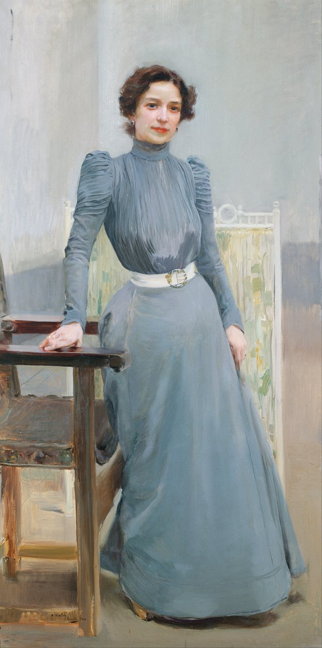 Clotilde en un vestido gris de Joaquín Sorolla
