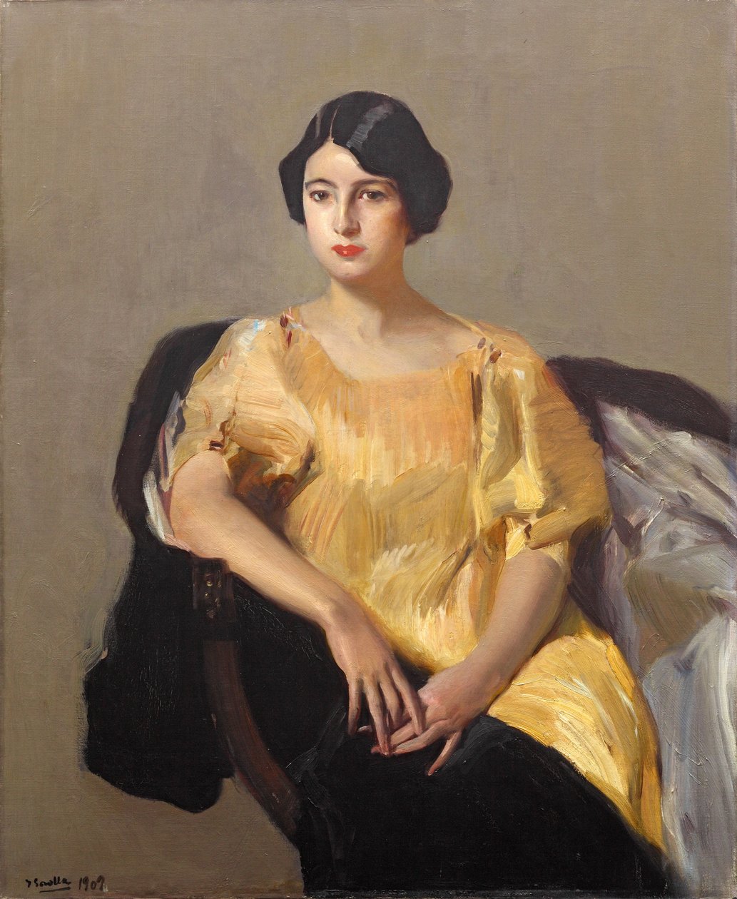 Elena en una túnica amarilla, 1909 de Joaquín Sorolla