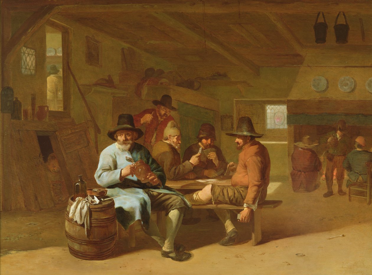 Interior de una taberna con jugadores de cartas, siglo XVII de Job Berckheyde