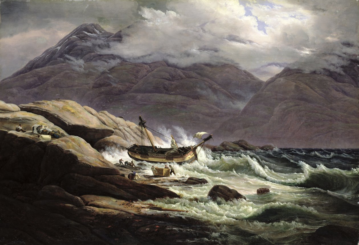 Naufragio en la costa noruega de Johan Christian Dahl