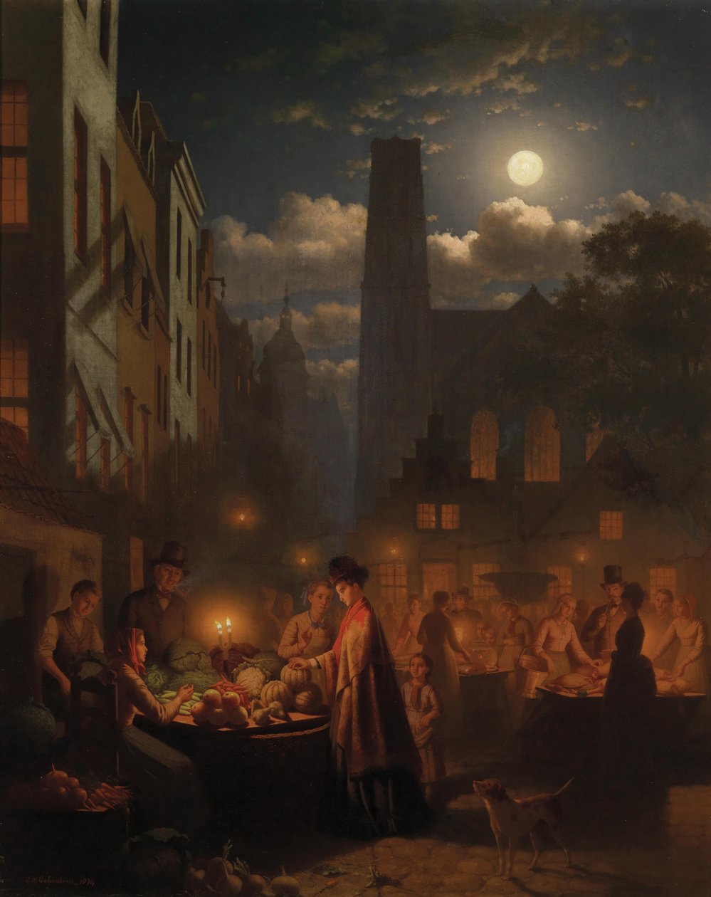 Mercado de verduras nocturno de Johann Mongels Culverhouse