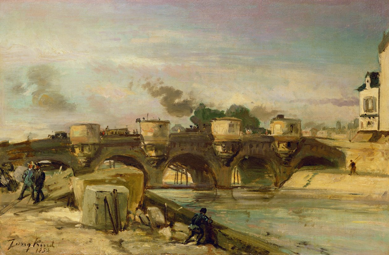 Incendio en el Pont Neuf, 1853 de Johan Barthold Jongkind