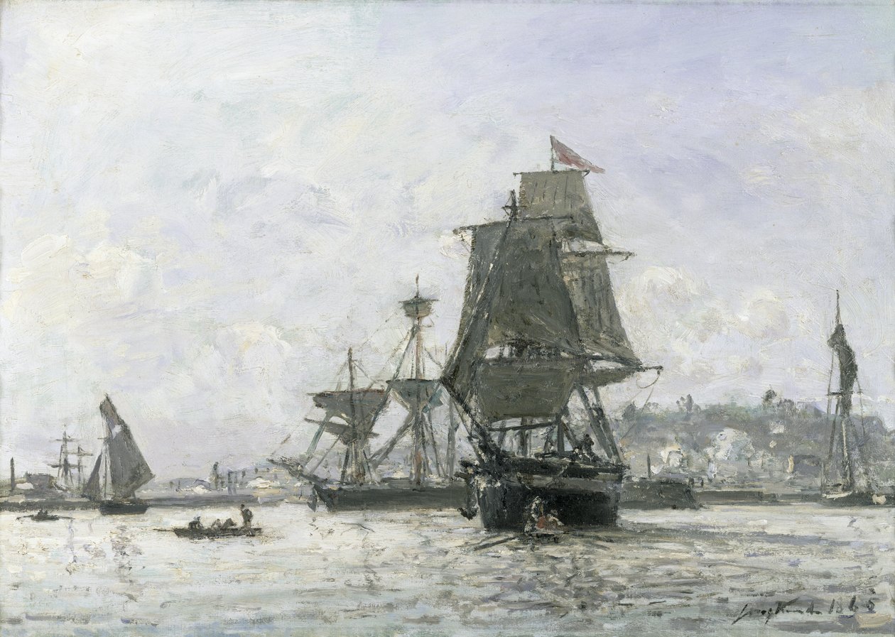 Grandes barcos de vela en Honfleur de Johan Barthold Jongkind