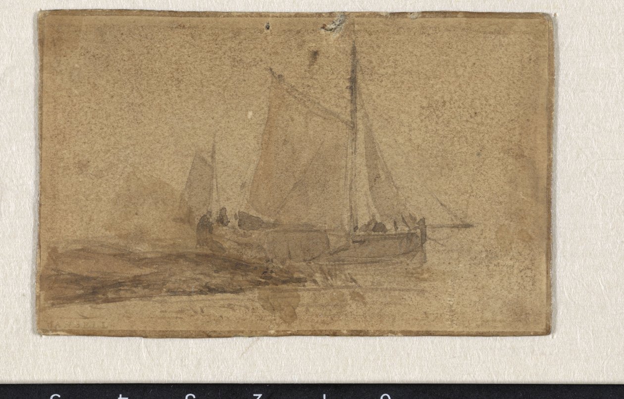 Barcaza de pesca amarrada en un cabo de Johan Barthold Jongkind