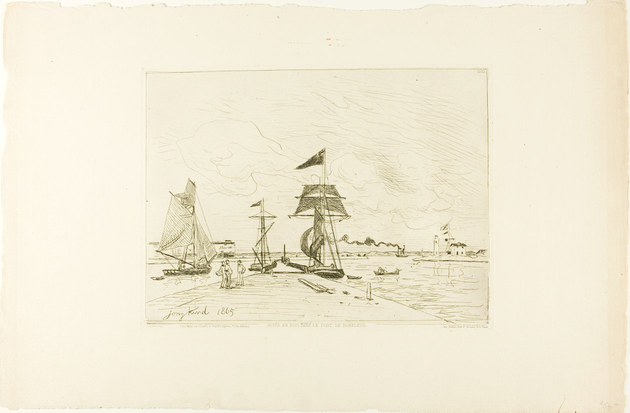 Muelle de madera, puerto de Honfleur de Johan Barthold Jongkind