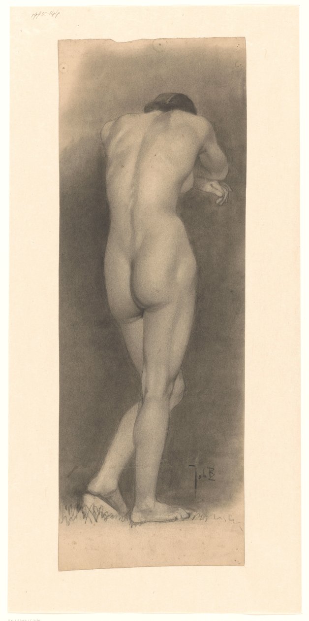Desnudo femenino de pie, visto desde atrás de Johan Braakensiek