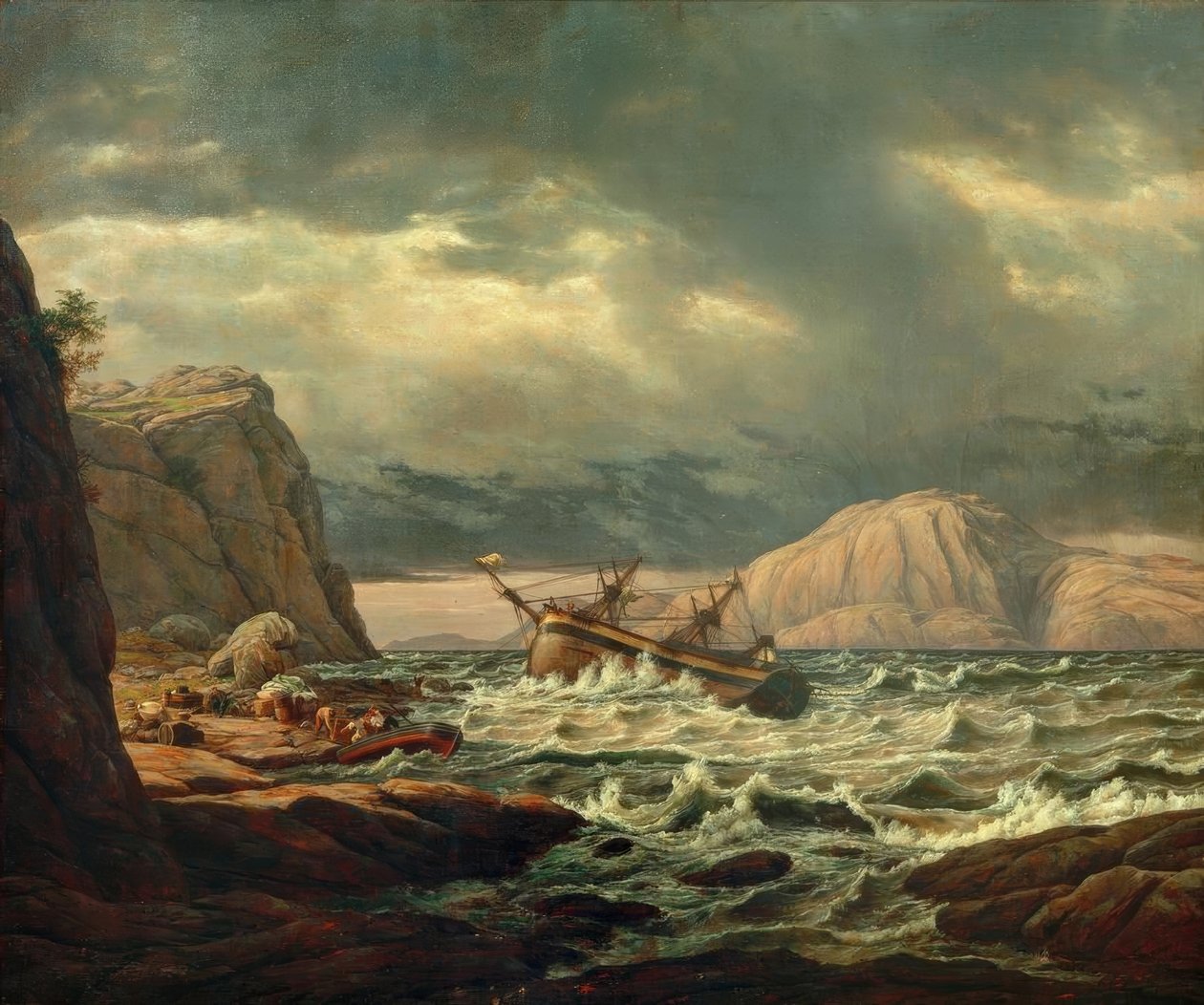 Naufragio en la costa noruega de Johan Christian Dahl