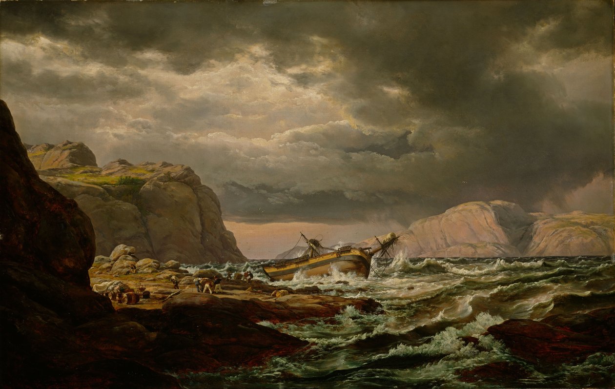 Naufragio en la Costa Noruega de Johan Christian Dahl