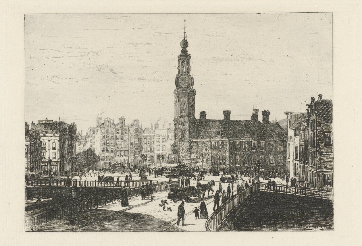 Vista de Muntplein en Amsterdam de Johan Conrad Greive