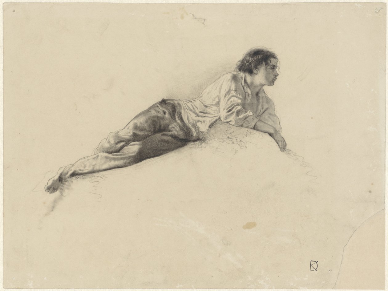 Estudio de un joven reclinado de Johan Daniël Koelman