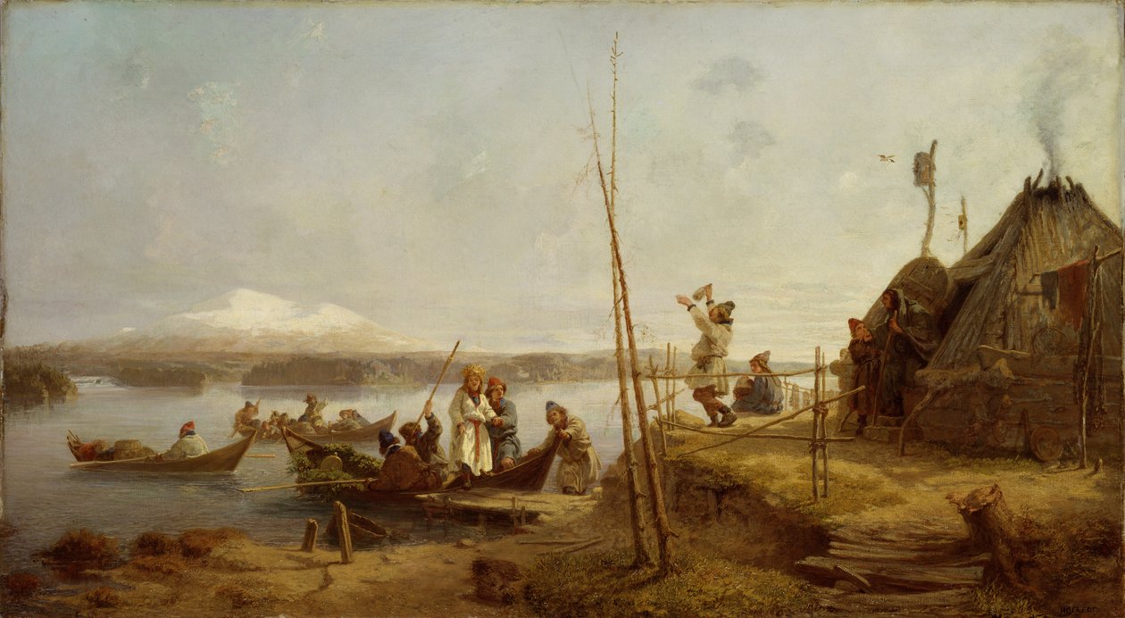 Regreso de la Novia al Hogar en el Lago Hornavan de Johan Fredrik Hockert