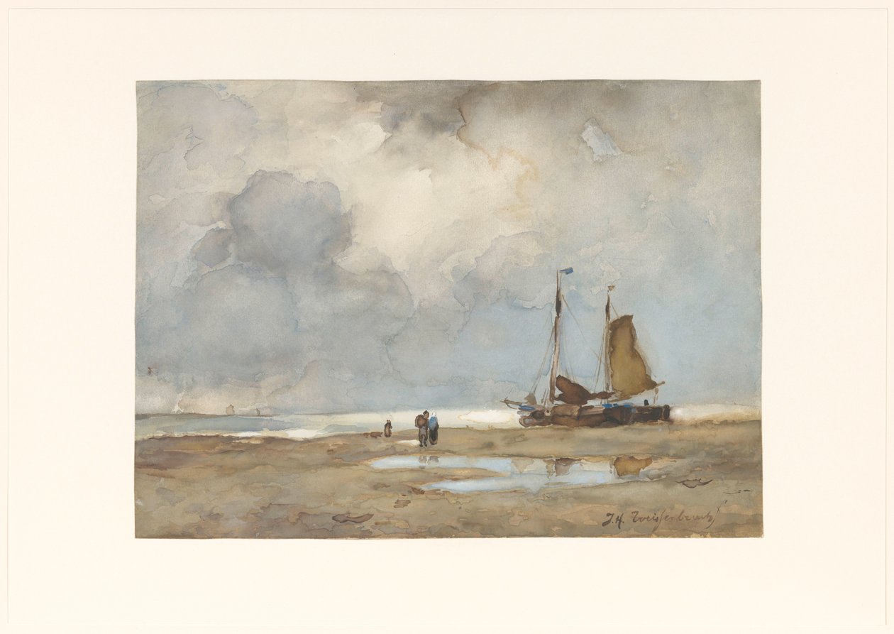 Vista en la playa de Johan Hendrik Weissenbruch