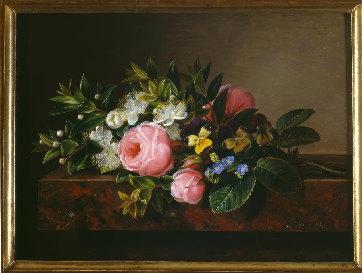 J.L. Jensen, bodegón con rosas de Johan Laurentz Jensen