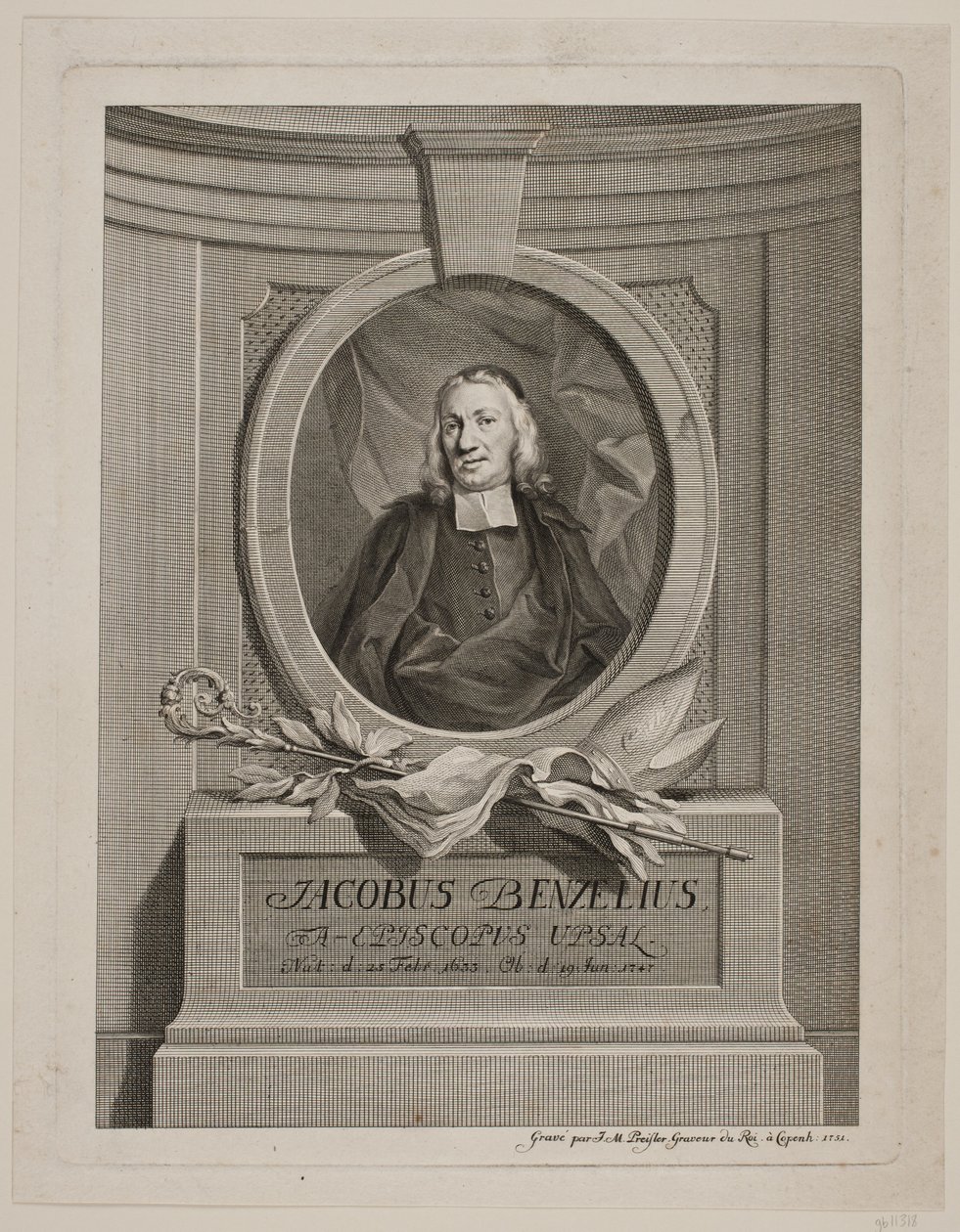 Obispo Jacob Benzelius de Johan Martin Preisler