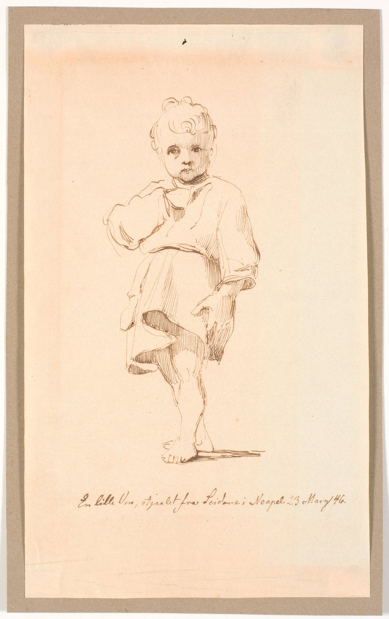Un niño pequeño de pie de Johan Thomas Lundbye