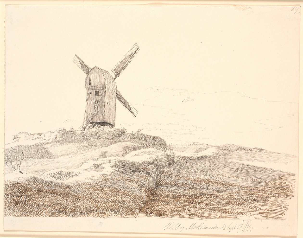 Molino de poste en Kalundborg de Johan Thomas Lundbye