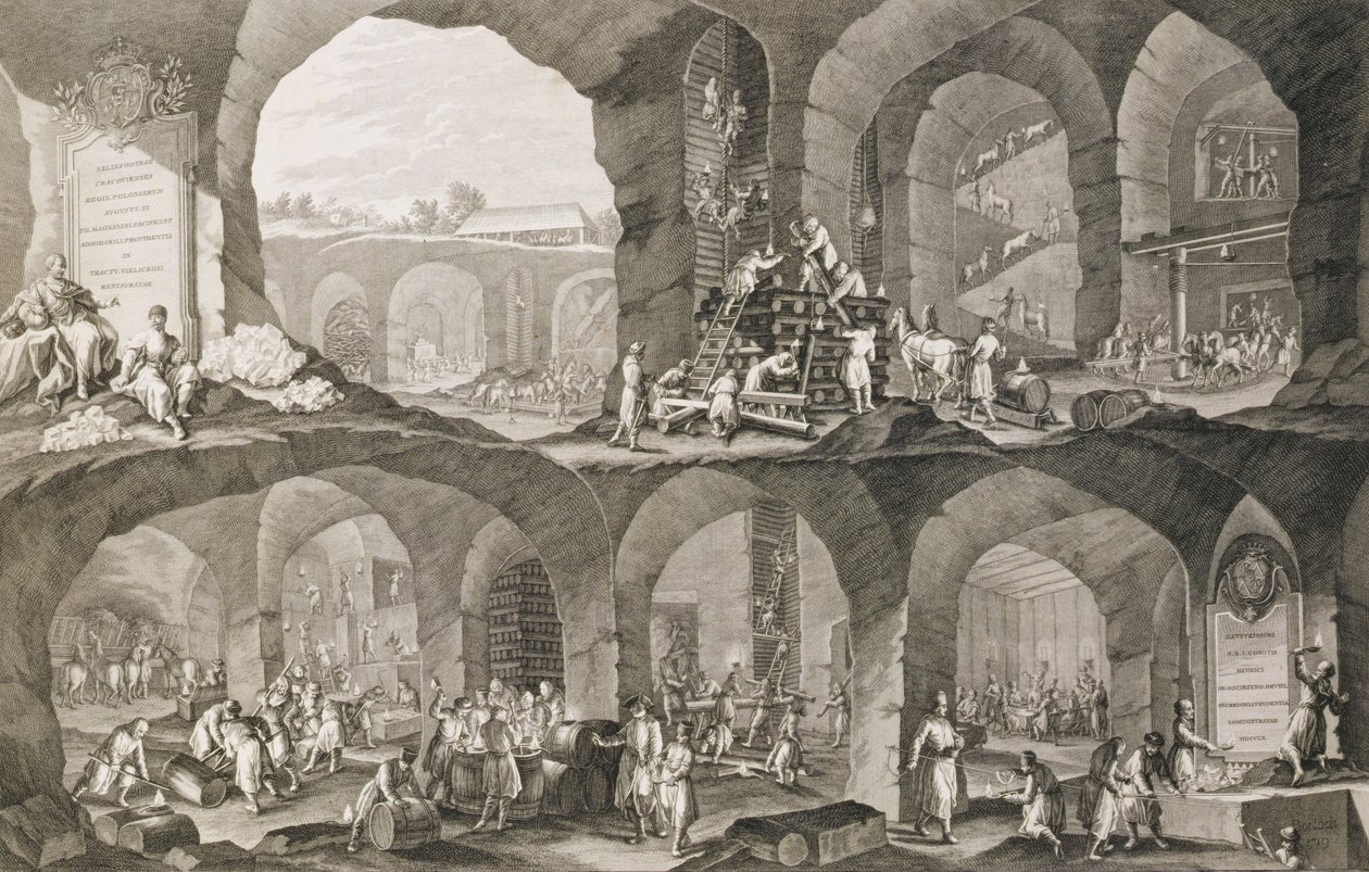 Dentro de una mina de sal en Wieliczka de Johann Esaias Nilson