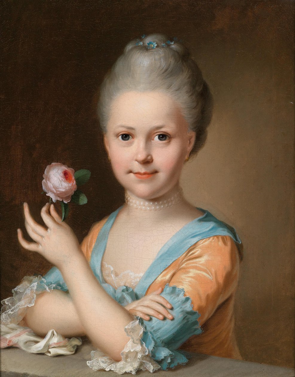 Retrato de una joven con una rosa de Johann Heinrich Tischbein