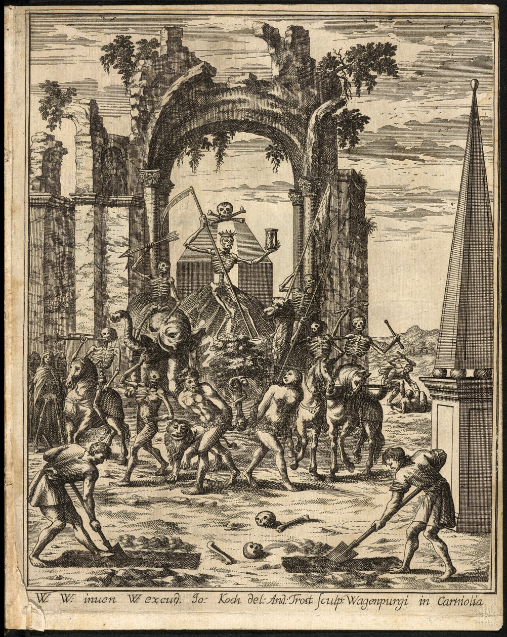 Portada de Theatrum mortis humanae tripartitum de Johann Weikhard von Valvasor