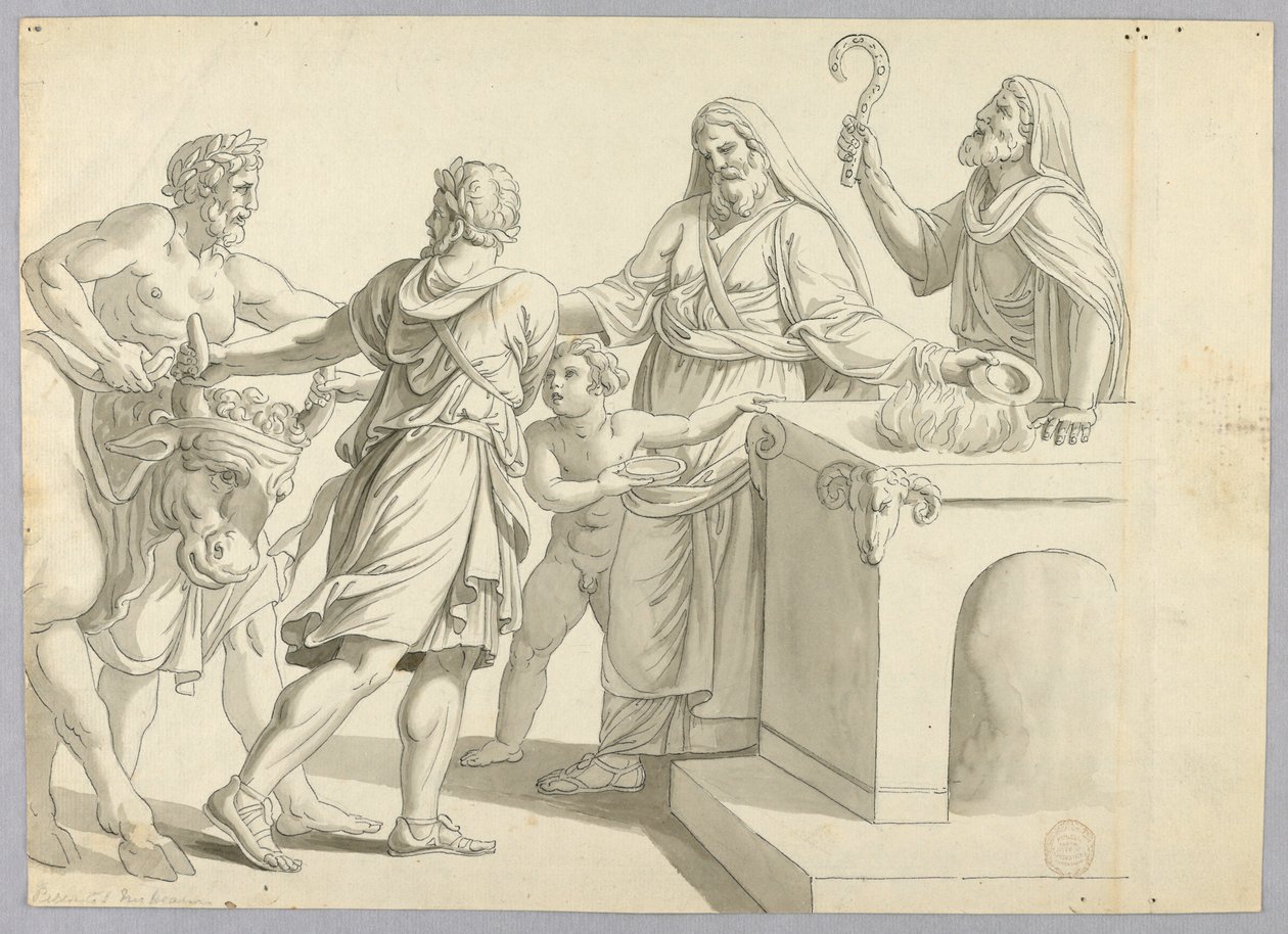 Un sacrificio clásico de Johann August Nahl the Younger