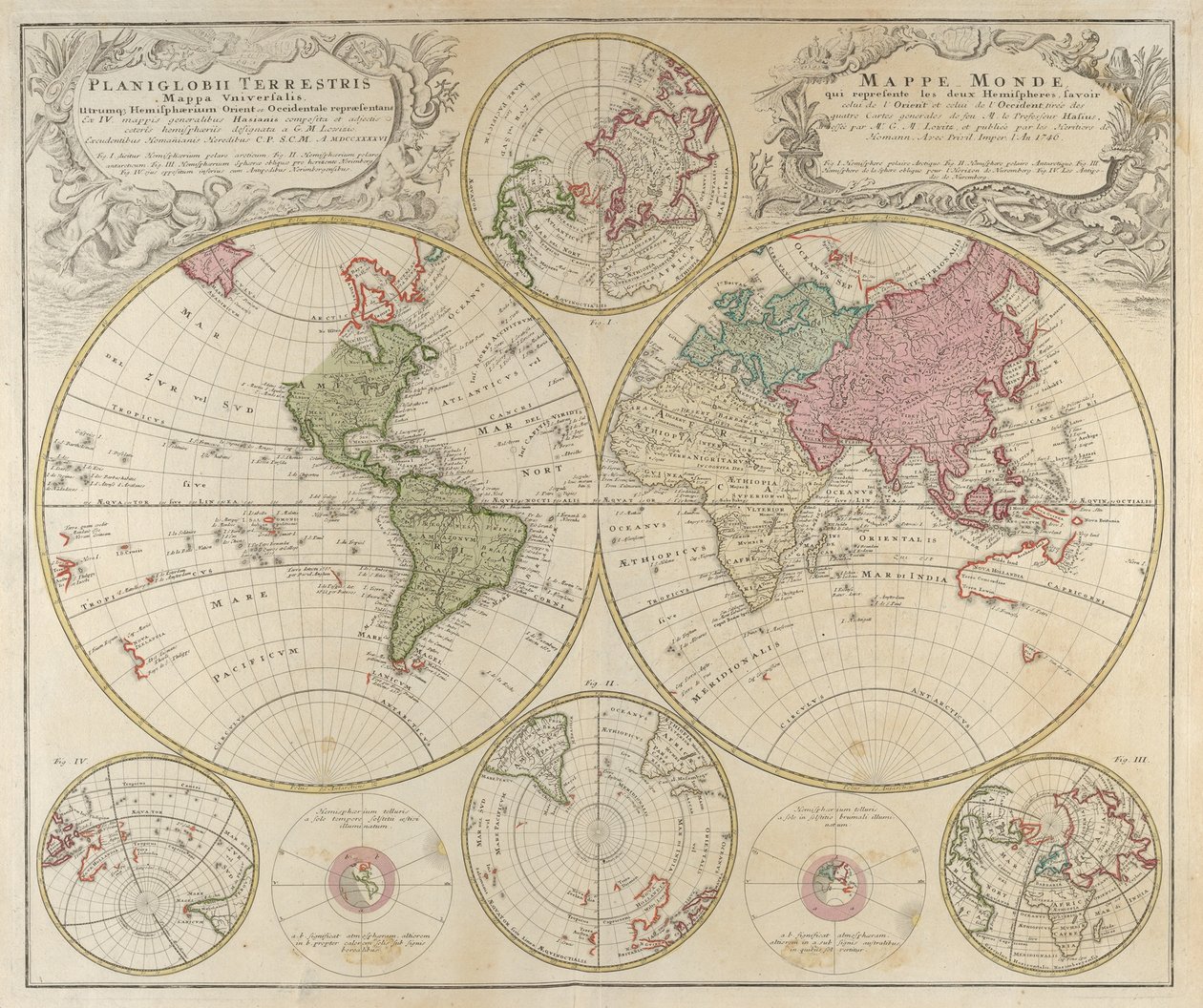 Planiglobii Terrestris Mappa Universalis..., 1746 de Johann Baptista Homann