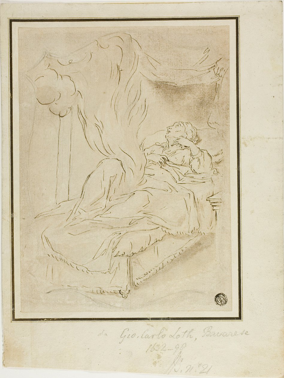 Dánae y la lluvia de oro de Johann Carl Loth
