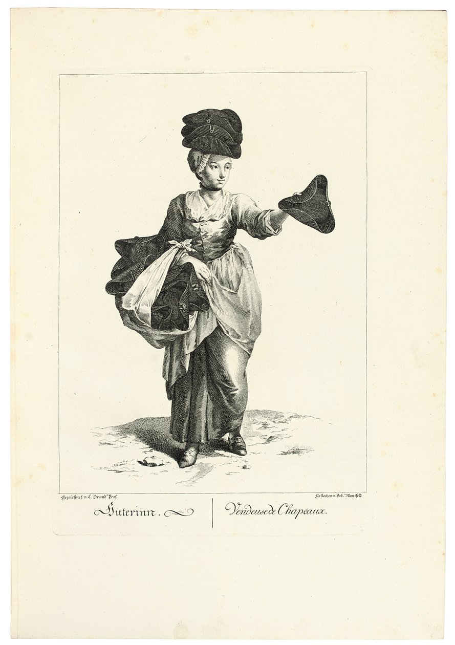 El vendedor de sombreros de Johann Christian (after) Brand