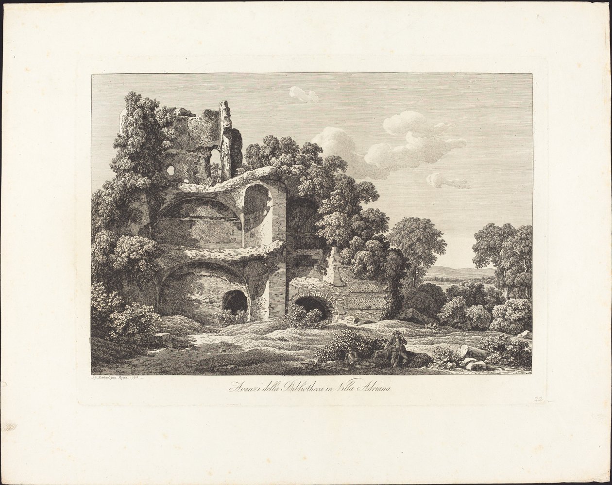 Restos de la Biblioteca en la Villa Adriana de Johann Christian Reinhart