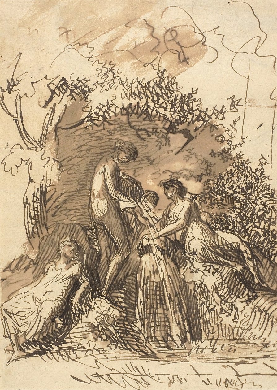 Jóvenes en una fuente, c.1790-99 de Johann Christian Reinhart