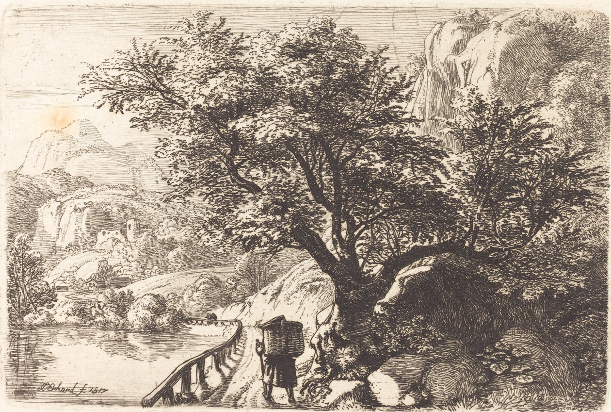 Campesino caminando junto a un río de Johann Christoph Erhard