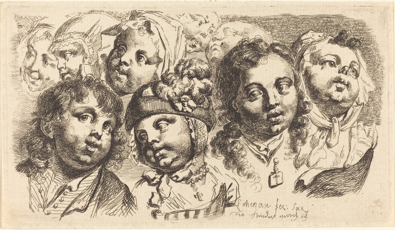 Nueve cabezas de niños de Johann Eleazar Schenau
