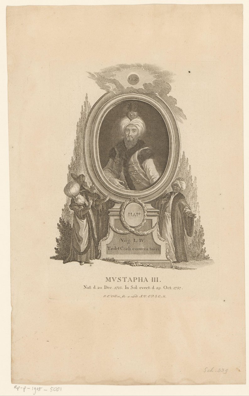 Retrato de Mustafá III de Johann Esaias Nilson