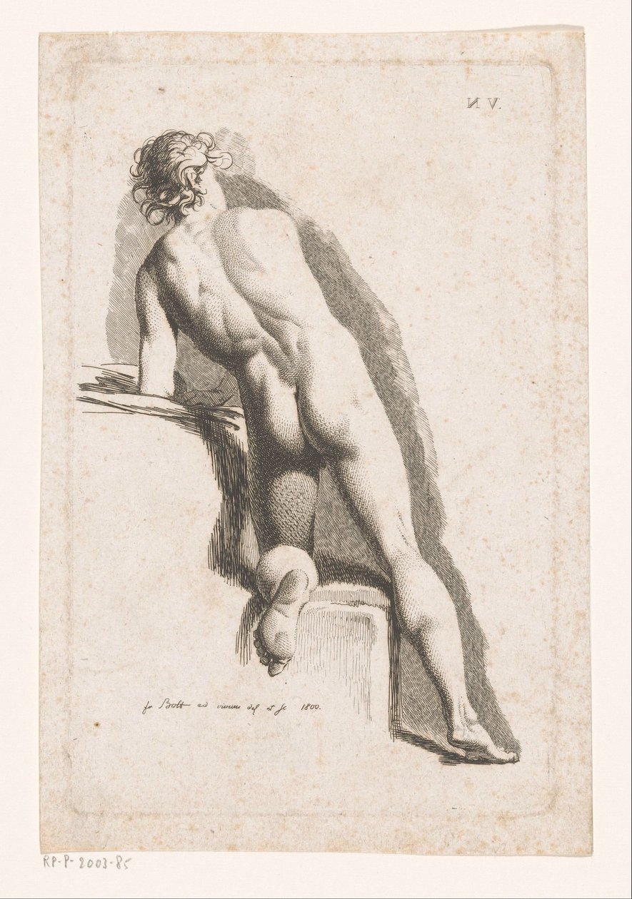 Desnudo masculino arrodillado, visto desde atrás de Johann Friedrich Bolt