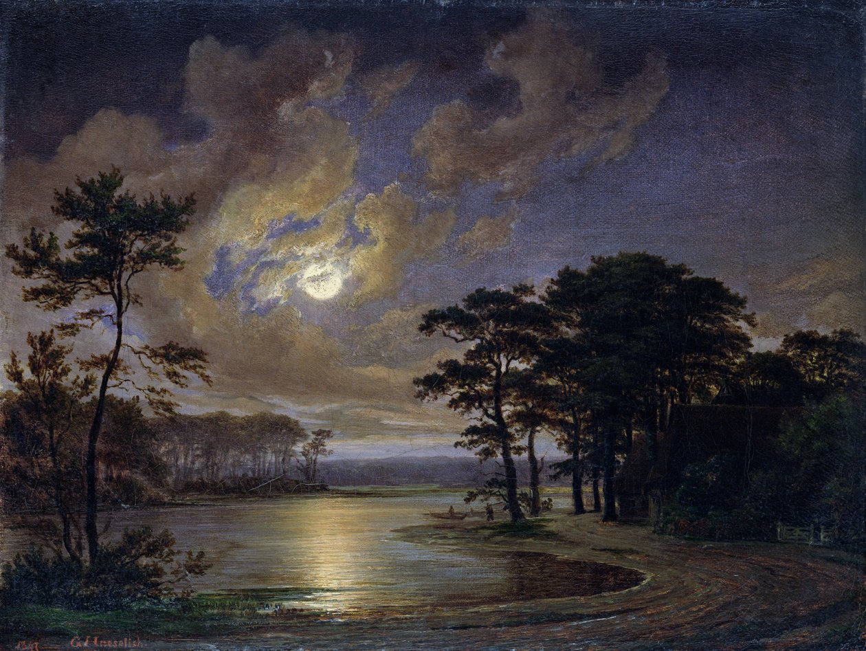 Mar de Holstein - Luz de luna, 1847 de Johann Georg Haeselich